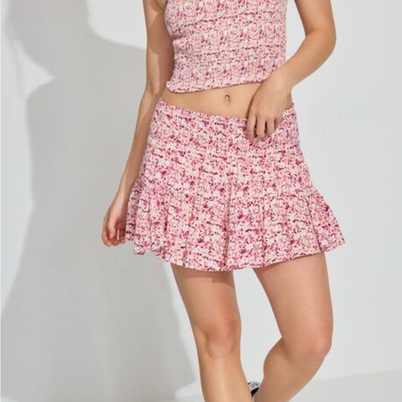 Garage, pink flowered, mini shirt, size medium, but feels like a small - Picture 1 of 5